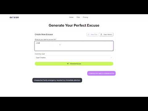 evAsion.ai — AI Excuse Generator
